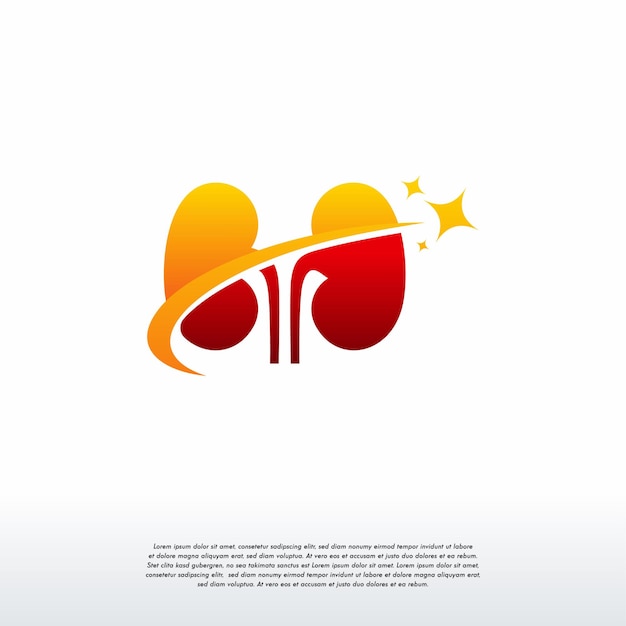 Kidney Star Logo Projektuje Wektor Koncepcyjny, Szablon Logo Nerki Care