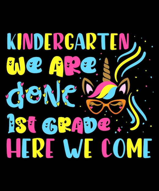 Kids Kindergarten Graduation Cute Unicorn Class 2022 Girls Tshirt