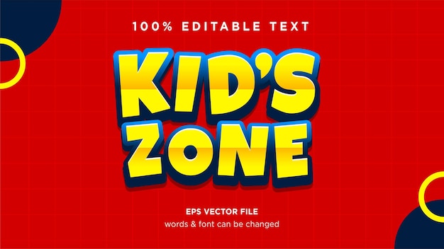 Kids Zone Toys Zabawny efekt tekstowy Vector