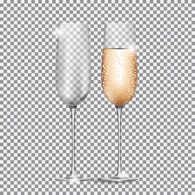 Plik wektorowy kieliszek szampana na przezroczystym tle. ilustracja wektorowa eps10