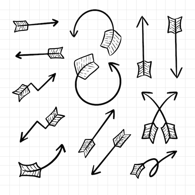 Plik wektorowy kierunek strzałki rysunek ręka doodle stylu cartoon grafik