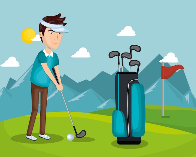 Kij Golfowy Sport Ikona Wektor Ilustracja Projektu