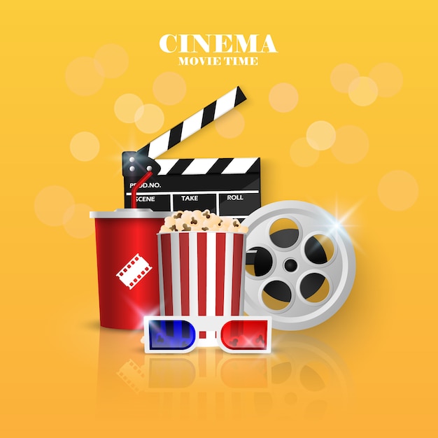 kino ilustracja na kolorze żółtym