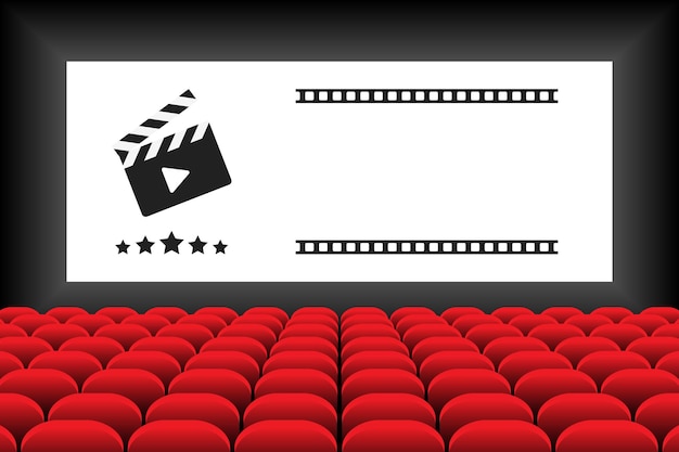 Plik wektorowy kino z ekranem i czerwoną ilustracją wektorową