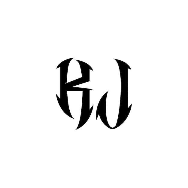 KJ monogram logo projekt list tekst nazwa symbol monochromatyczne logotyp alfabet znak proste logo