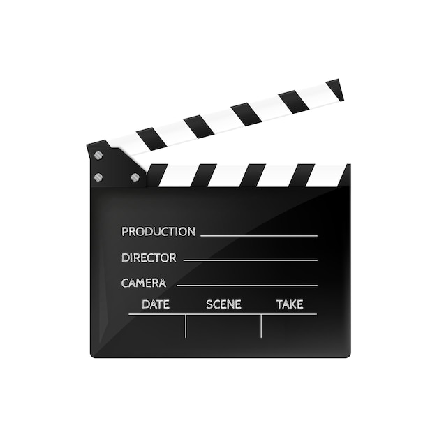 Klakier Filmu Na Białym Tle Na Biały Czarny Otwarty Clapperboard.