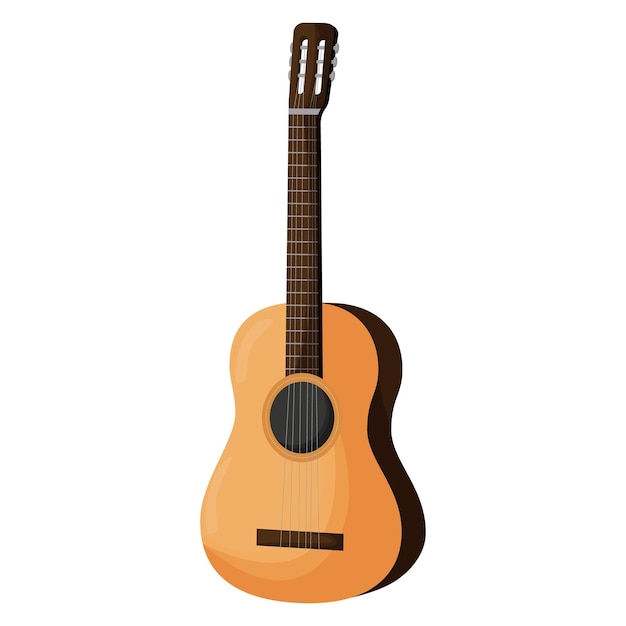 Klasyczna drewniana gitara Strunowe instrumenty muzyczne Płaskie ilustracji wektorowych