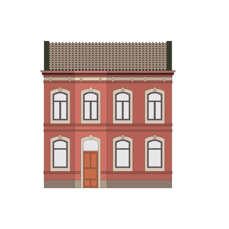 Wektor klasyczna płaska kolorowa fasada budynku na białym tle ikona architektury wektor