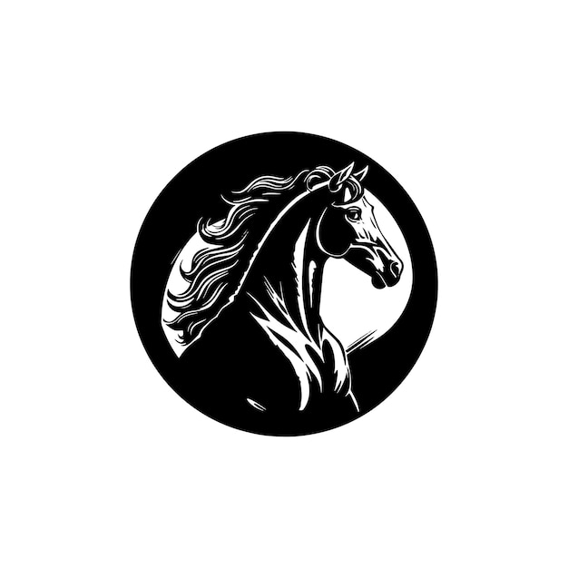Klasyczne Czarne Wektorowe Ikonowe Logo Konia Na Białym Tle