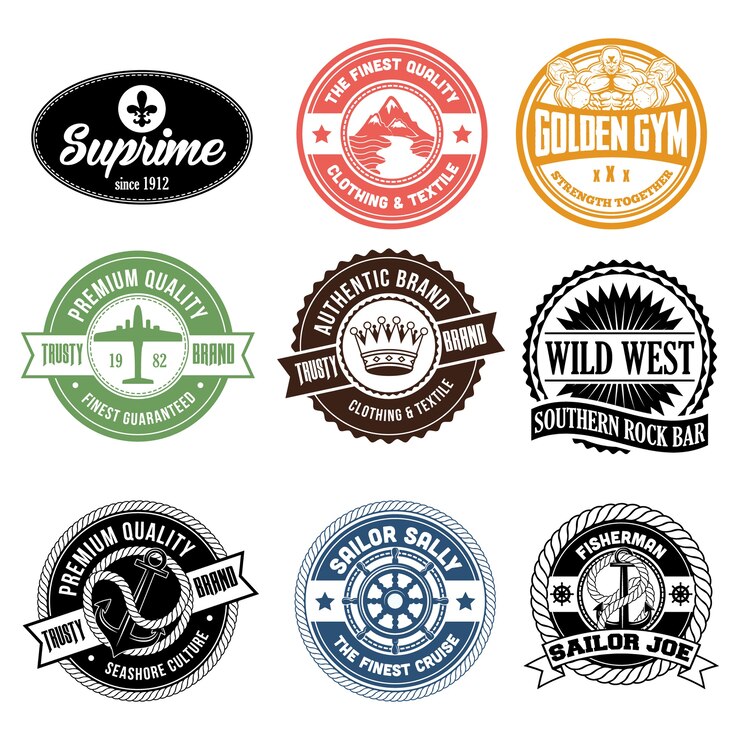 Wektor klasyczne retro odznaki logo godło