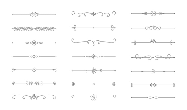 Plik wektorowy klasyczne separatory linii kwitnie dekoracyjne dzielniki książka przystrojenie ozdoba ozdoby vintage wektor tekst kaligraficzne granice