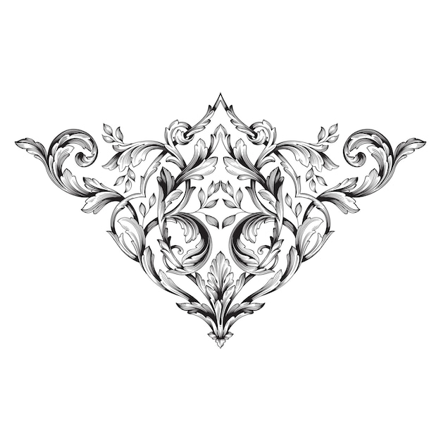 Klasyczny barokowy ornament. Ozdobny element projektu filigran.