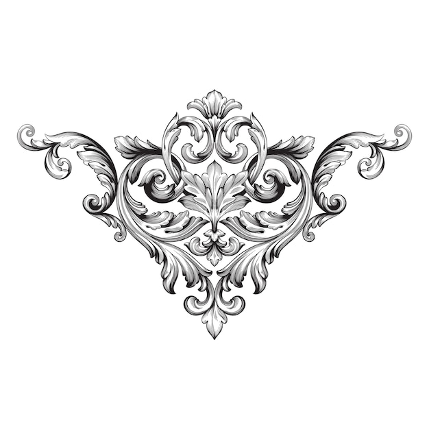 Klasyczny barokowy ornament. Ozdobny element projektu filigran.