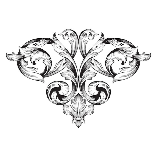 Klasyczny barokowy ornament. Ozdobny element projektu filigran.