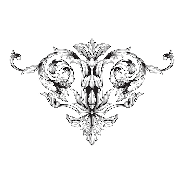 Klasyczny barokowy ornament. Ozdobny element projektu filigran.