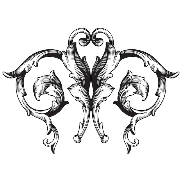 Klasyczny barokowy ornament. Ozdobny element projektu filigran.