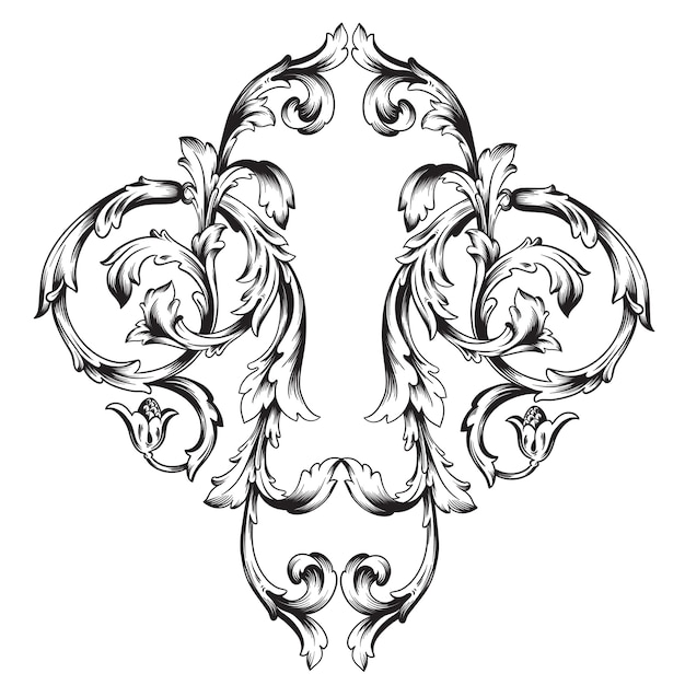 Klasyczny barokowy ornament. Ozdobny element projektu filigran.