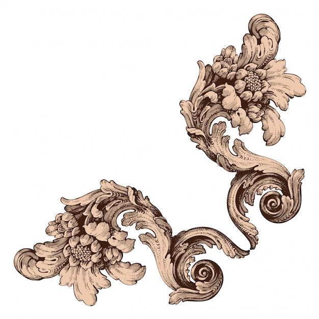 Plik wektorowy klasyczny barokowy zestaw elementów vintage.