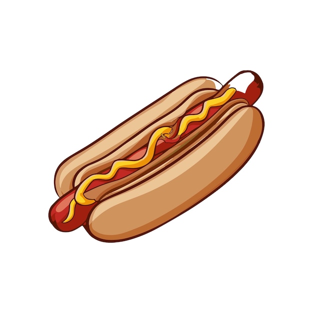 Klasyczny hot dog z musztardą i pączkiem ilustracja wektorowa