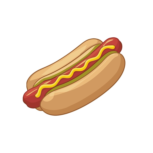 Klasyczny hot dog z musztardą i pączkiem ilustracja wektorowa