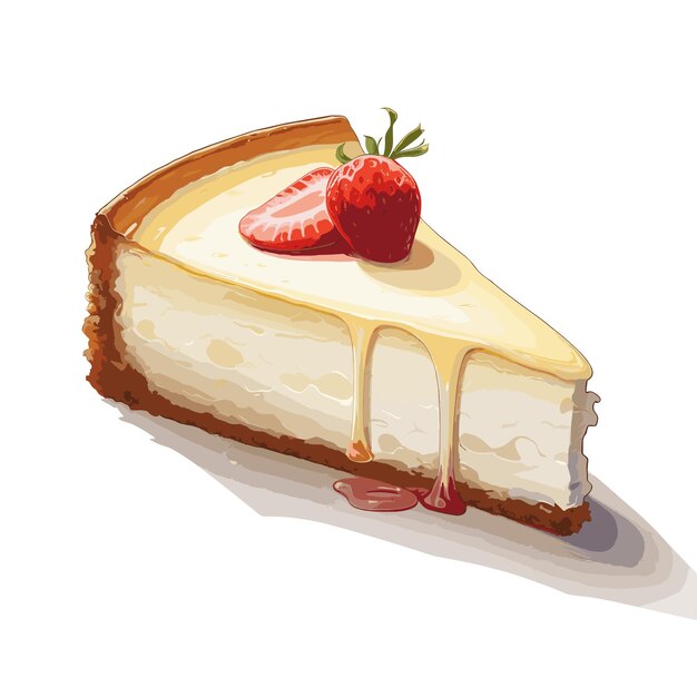 Plik wektorowy klasyczny kawałek cheesecake z ilustracją z truskawką.