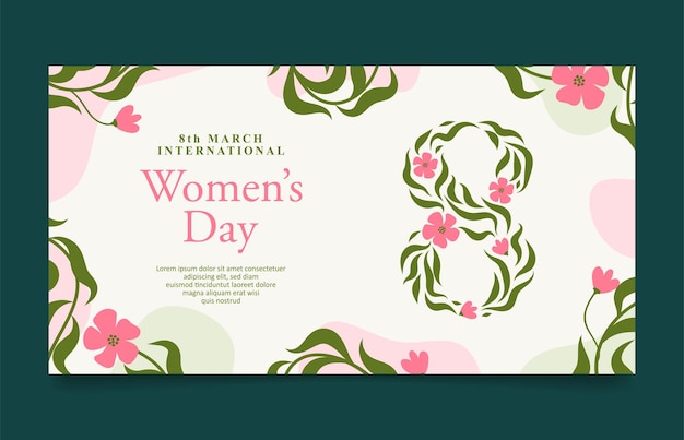 Plik wektorowy klasyczny międzynarodowy dzień kobiet z abstrakcyjną kwiecistą ramą