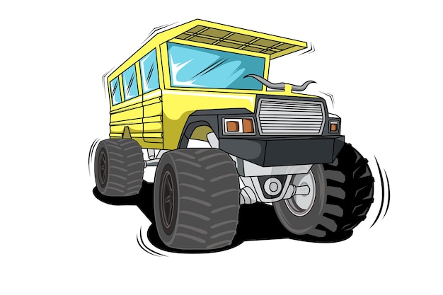 Klasyczny Monster Truck Ilustracja Rysunek Odręczny