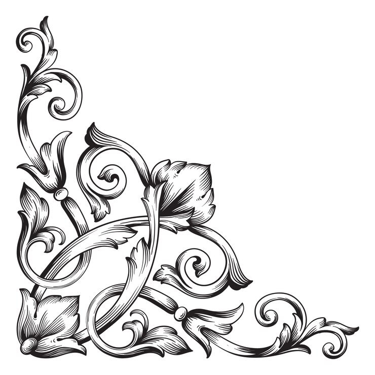 Klasyczny ornament barokowy. Dekoracyjny element dekoracyjny filigran