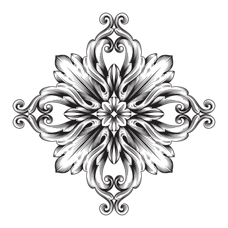 Klasyczny ornament barokowy. Dekoracyjny element dekoracyjny filigran