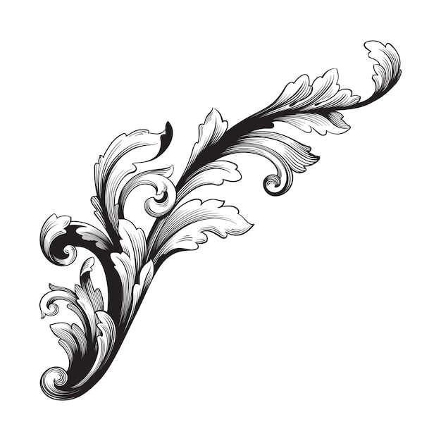 Klasyczny ornament barokowy. Ozdobny element dekoracyjny z filigranu.