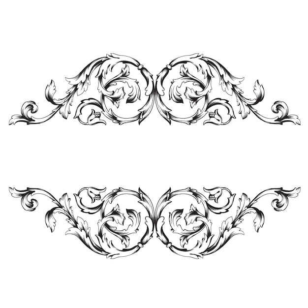Klasyczny ornament barokowy. Ozdobny element dekoracyjny z filigranu.