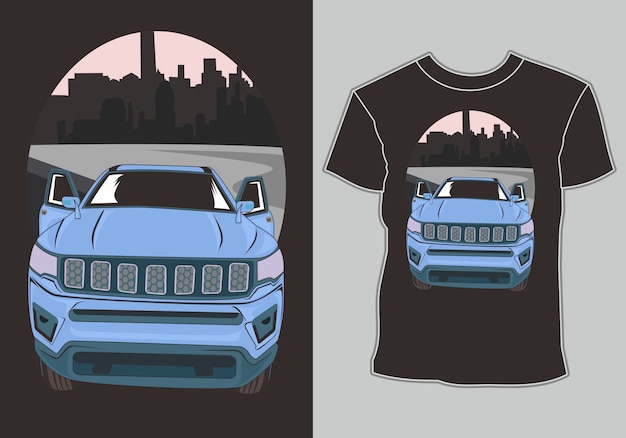 Klasyczny, Retro, Zabytkowy Samochód Na Obrzeżach Miasta, Wizerunek Koszulki
