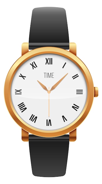 Plik wektorowy klasyczny zegar ręczny zegarek retro nadgarstek akcesorium izolowane na białym tle