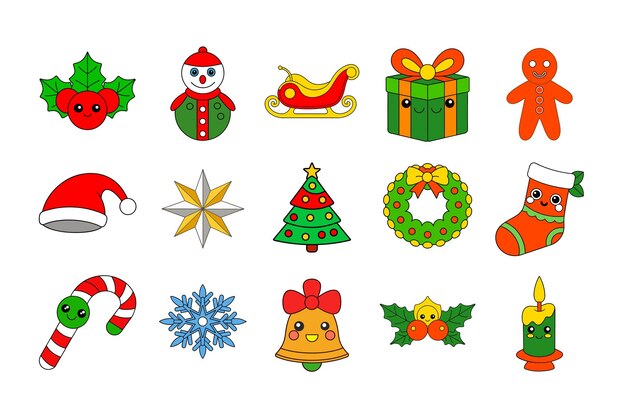 Klasyczny zestaw ikon świątecznych ilustracja wektorowa Clipart