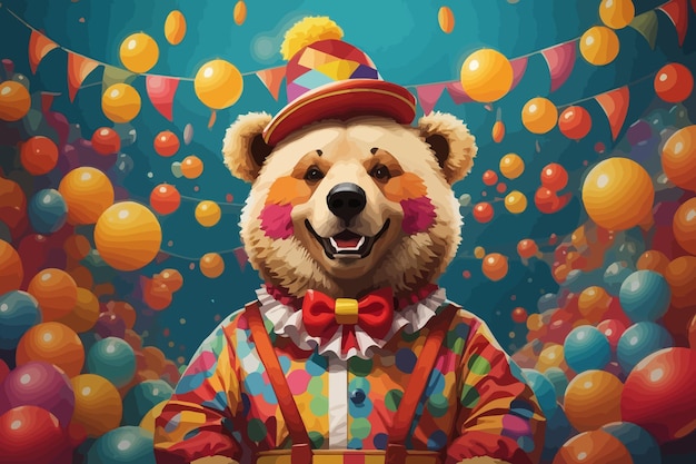 Plik wektorowy klaun niedźwiedź zabawna radość szczęśliwy karnawał uśmiech ilustracja kostiumu
