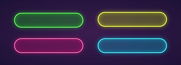 Klawisz neonowy wektorowy do gry i interfejsu aplikacji do projektowania stron internetowych