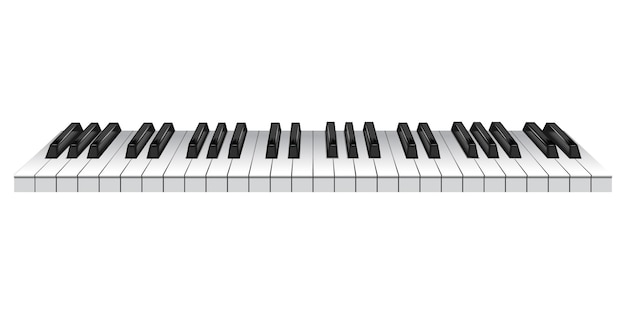 Klawisze fortepianu Góra klawiatury instrumentu muzycznego powyżej widoku Czarno-białe klawisze pianina klasycznego lub elektrycznego Ilustracja wektora 3D