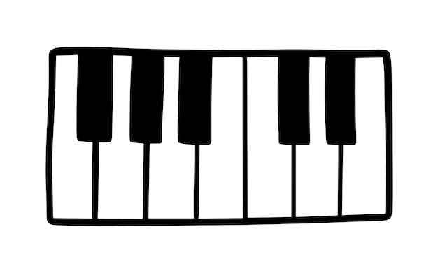 Plik wektorowy klawisze fortepianu instrument muzyczny doodle liniowe kreskówki kolorowanka