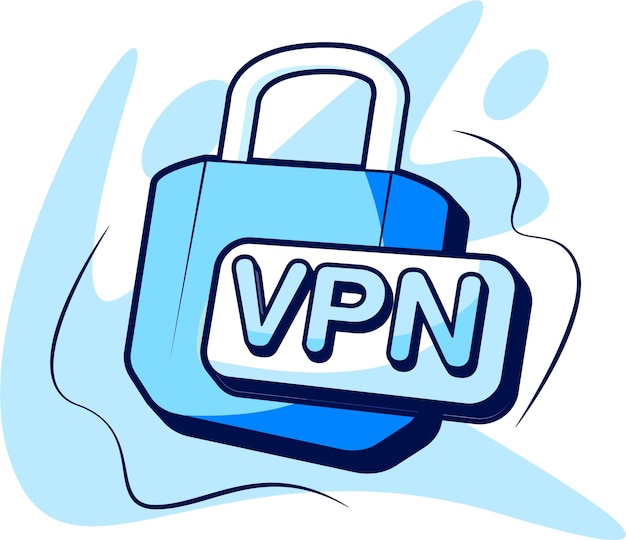 Kłódka bezpieczeństwa z ilustracją wektorową znaku VPN