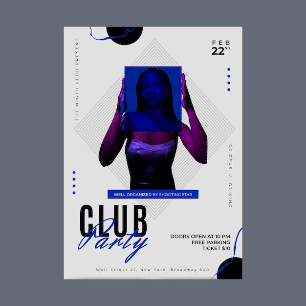 Klub nocny i klub nocny szablon pionowego plakatu