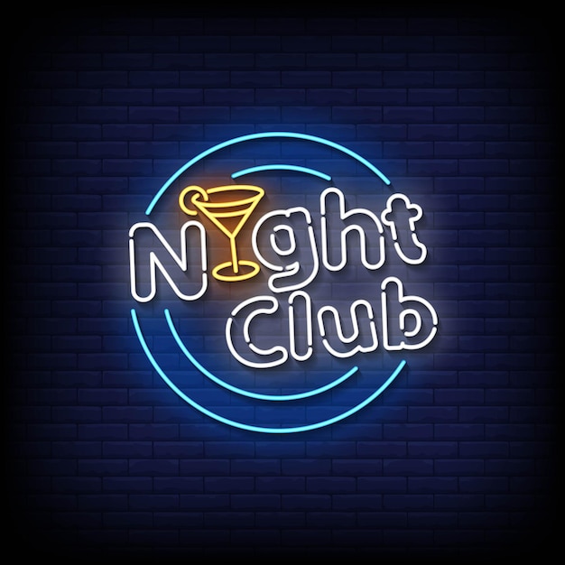 Klub Nocny Neon Na Tle ściany Z Cegły Wektor