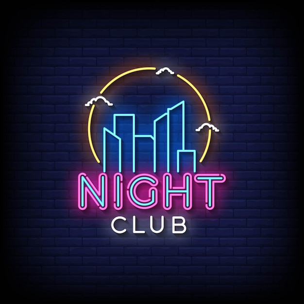 Plik wektorowy klub nocny neon sign z wektorem tła ściany z cegły