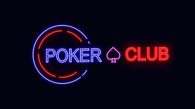 Klub Pokerowy Napis W Stylu Neonu