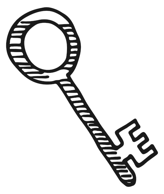 Klucz Doodle Ikona Ręcznie Rysowane Symbol Dostępu