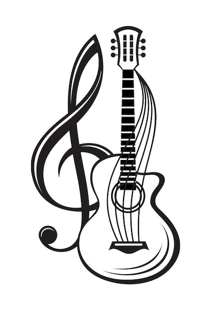Plik wektorowy klucz wiolinowy i gitara