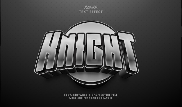 Knight Text Effect Style 3d Wektorowy Edytujny Styl Efektów Tekstowych Luxury Silver i Chrome Esport