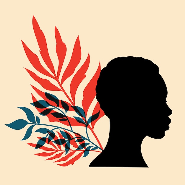 Plik wektorowy kobieca sylwetka w profilu ilustracja wektorowa w minimalistycznym stylu z efektem druku riso