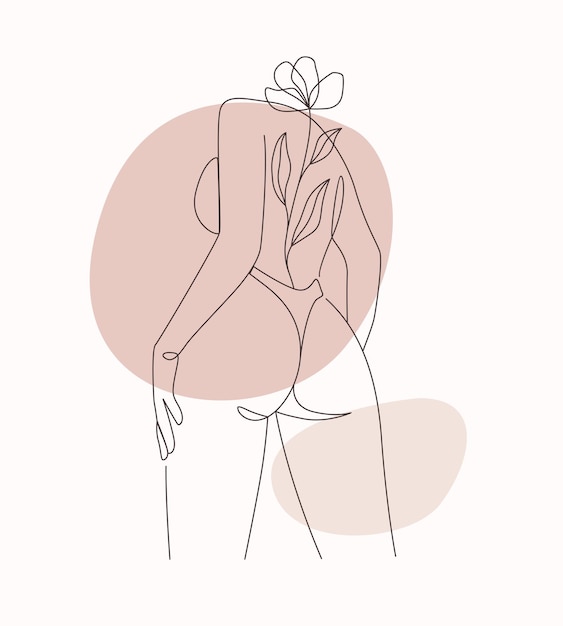 Plik wektorowy kobiece ciało linii sztuki kwiatowy kobiece ilustracja wektor