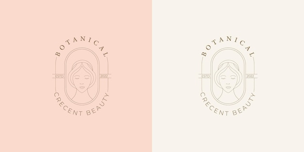 Kobiece logo botaniczne Beauty spa logo face line art logo kobiety face line art