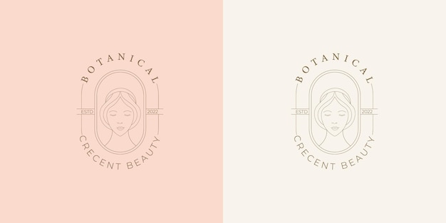 Plik wektorowy kobiece logo botaniczne beauty spa logo face line art logo kobiety face line art